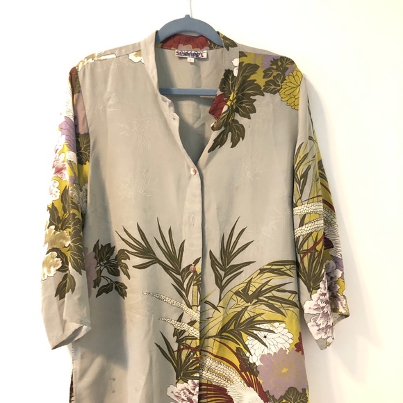 Citron beautiful Mandarin collar button up tunic size large - Picture 1 of 5